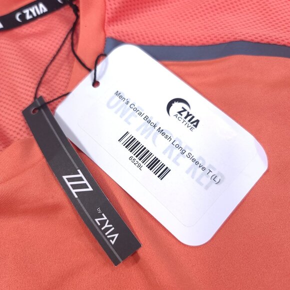 Zyia Shirt Mens Large Coral Back Mesh Long Sleeve Running Performance Top - Picture 7 of 8